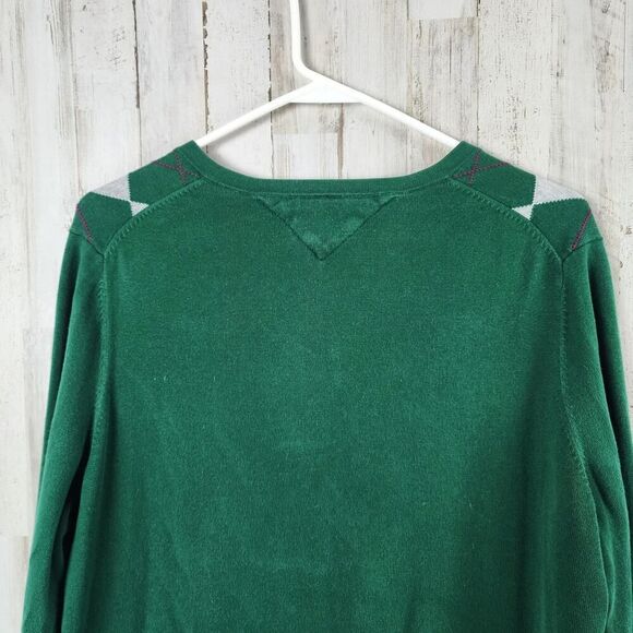 Tommy Hilfiger Argyle V-neck Sweater Green Size XL - Picture 5 of 9